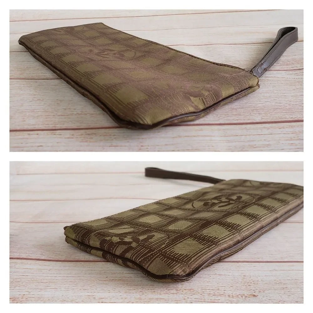 CHANEL Vintage Trousse & Diver Travel Line Nylon Jacquard Cosmetic Pouch